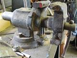 Large bench vise, no makers name legible.