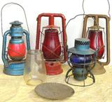 Selection from lanterns, Dietz, more, spare lantern globes-both clear and red, reflector.