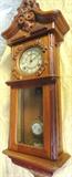 Carved wall clock (fruitwood), pendulum, in working condition, last quarter 20th c.