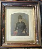 Antique carved Victorian picture frame, with stylized leaf garland at corners. (Note-photograph is not included-we are able to sell frame only).