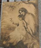 Old sepia toned print-mother and child.