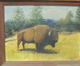 Wildlife painting, bison/buffalo.