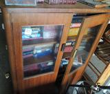 Small deco walnut/walnut veneer bookcase/china closet.