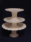 Versatile 6 pc. cake stand set-3 plates and 3 pedestal units-stack together as shown, or pieces can all be used individually as illustrated in the next photo.