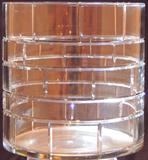 Massive signed Baccarat crystal cylinder vase, with brick type cut motif. This photo was taken with mixed incandescent and LED light to bring out some of the prismatic effect of the cutting.