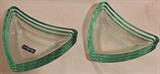 Set of six Bormioli Italy triangular plates, for salad next to dinner plate, or great for serving relishes or garnishes.