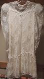 Lavish lace vintage flapper influenced flower girl dress, c. 1980. Body is fully lines with sheer sleeves.