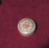 Signed Limoges floral pill/small trinket box with hand-painted gold.