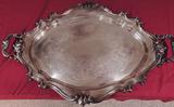 Massive silver plate serving tray by Reed and Barton, in the "Victorian" pattern.