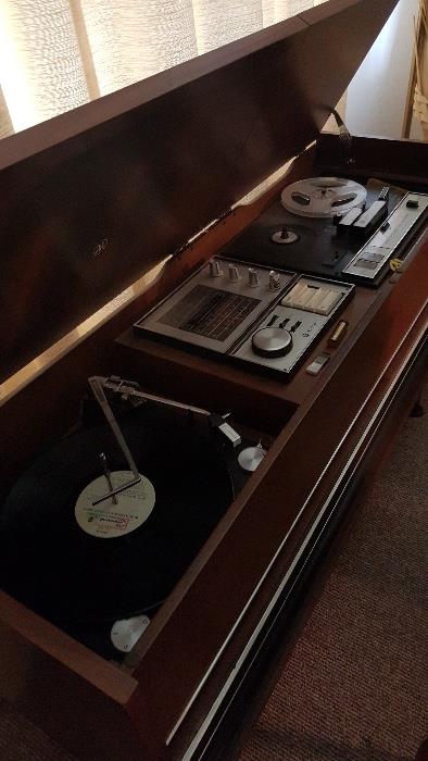 Vintage mid century modern , retro , reel-to-reel & record player 