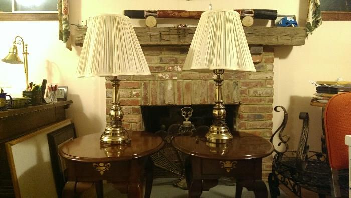 Queen Anne end tables and matching lamps