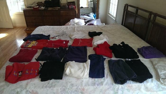 Clothes. Nice items, not worn out. Lots of Maryland red in there, hmmm.