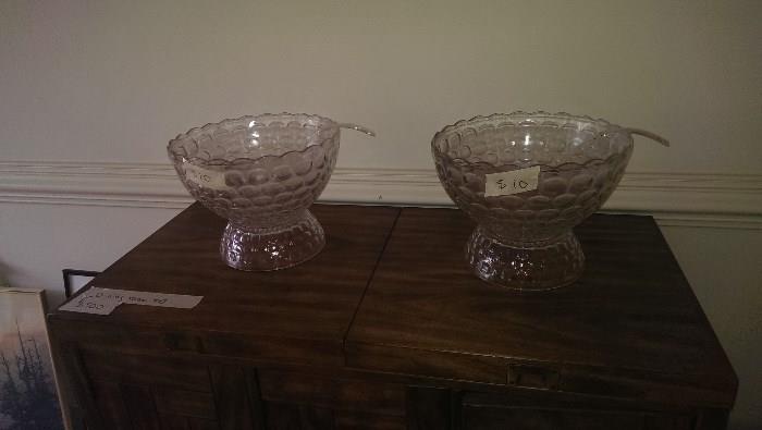 Matching punch bowls and 24 matching cups