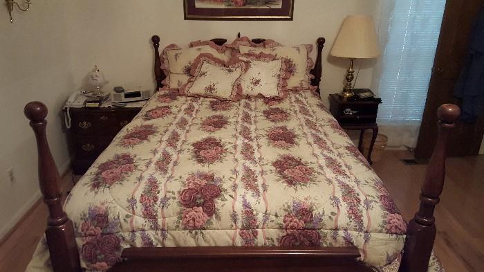 bassett queen size head board and foot board, also nice pillow top queen mattress set