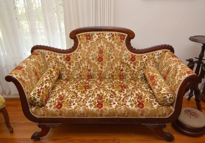 Victorian Settee / Loveseat with Mint Upholstery