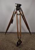 Item Description: A fabulous 1940's-50's American Hollywood Auricon solid teak wood tripod sound on film recording equipment in the original box manufactured by Berndt-Bach Inc. Reproductions of this piece go for thousands of dollars. This type of tripod was used for motion pictures in Hollywood with all original parts, crafted in solid teak with chrome and steel hardware, metal plaque engraved, "Auricon sound on film recording equipment Berndt-Bach Inc. American Hollywood Hollywood California Made in USA." The two piece box is constructed of thick cardboard having lift off lid adorn with leather carrying handle and interior straps to secure tripod.