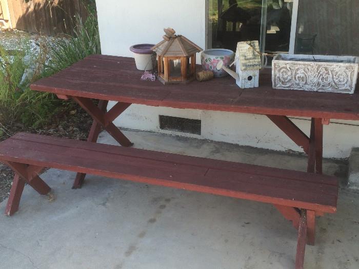 Redwood picnic table patio furniture