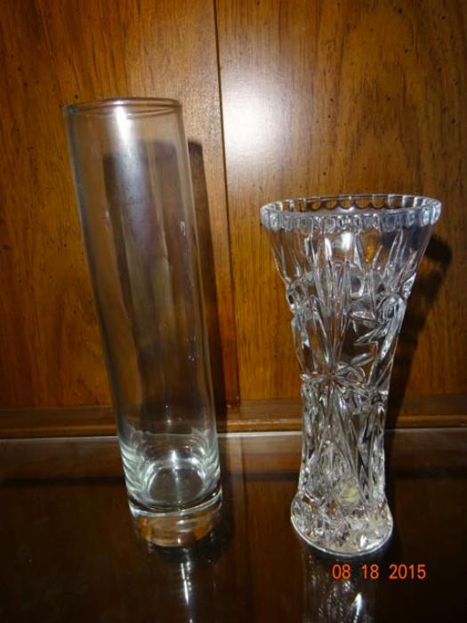 A pair of glass vases