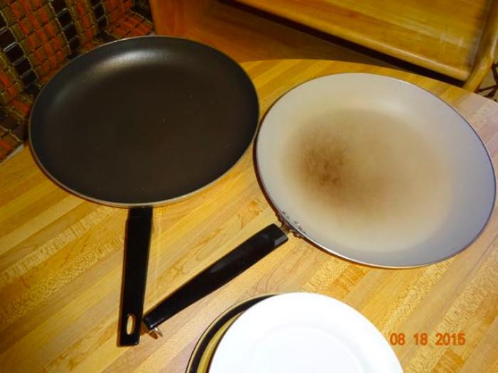 A pair of frying pans