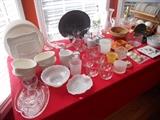 Milk glass, glasses, etc.