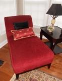 Red chaise by Mitchell Gold