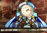 Stained-glass hummingbird mantle clock