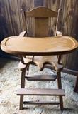 Wooden antique high chair, needs work