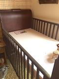 Contemporary sleigh bed baby crib with mattress
