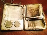 interior of antique purse/compact