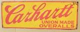 ~ C/1915 Carhartt embossed tin advertising sign, 27x9.6"