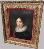 ~ Early 19th C. Oil on canvas portrait of a Woman w/Christies ID tag on back, relined