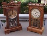 ~ C/1880 Oak case Seth Thomas Library clock ~ C/1890's Gilbert Walnut Parlor clock