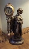 ~ C/1920's Figural copper over Spelter Mystery clock of Japanese Geisha Girl