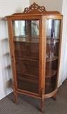 ~ C/1890's Oak double curved glass China Cabinet w/carvings