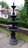 ~ 5 level Victorian style cast aluminum free standing fountain w/5' diameter catch basin, base has 3 swans, cast from a Fiske, NY example Approx. 7’ tall (Catch Basin Not Shown in Photo)