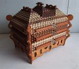 ~ C/1890's 8 layer Tramp Art jewelry box on pedestal