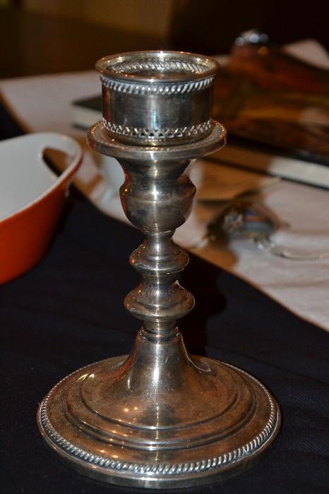 Sterling Silver Candle Holders with attachment for Hurricane Glass (marked)