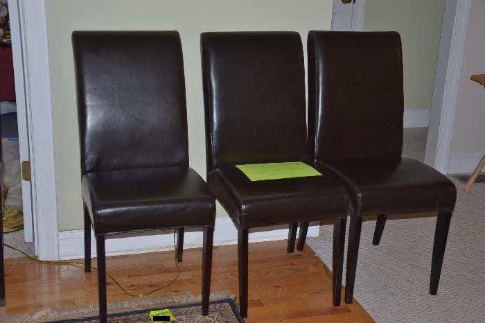Set of 6 leather Parson chairs