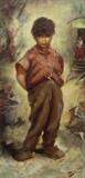 Tall oil on European stretchers of a Romantic Gypsy Boy by Pierre Sorel.