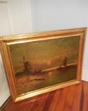 Holland winter Tonalist Art & Crafts period Dutch subject landscape by listed artist George H. Bogert.