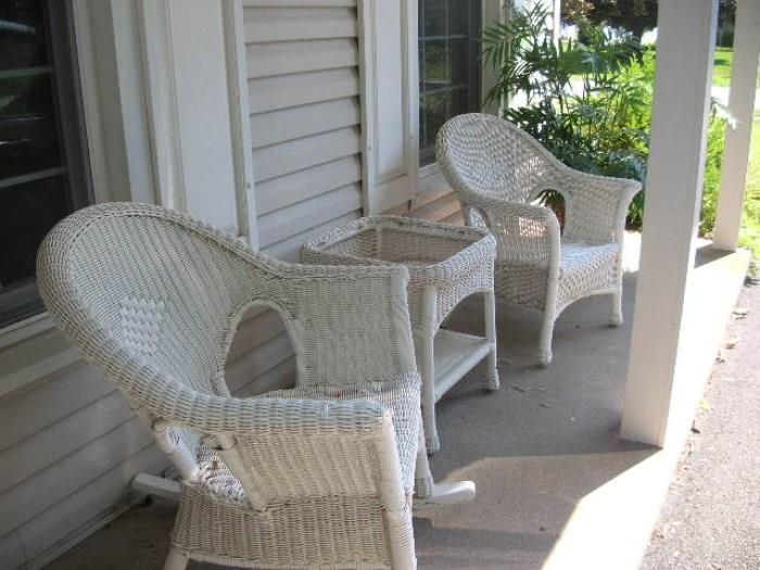 Wicker style chairs and table