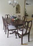 DOUBLE PEDESTAL DINING TABLE & 6 CHAIRS