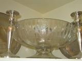 Sterling and etched glass centerpiece American