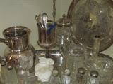 Silver plate, sterling, American Brilliant Cut glass