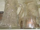American Brilliant Cut glass and pressed glass pitchers