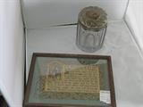 Sterling , silver plate tobacco jar and framed print