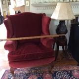 wing back chair with advertising ruler