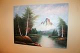 Large original mountain poainting signed "Crane"