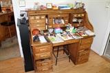 Nice oak roll-top desk and office supplies