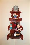 Vintage corner wall shelf and figurines